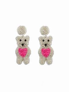Boucles d'oreilles créoles personnalisées brodées à la main avec perles de rocaille et motifs emoji, tendance, pour mariages, fêtes, événements festifs, cadeaux, pendantes, de luxe - Product Image 3