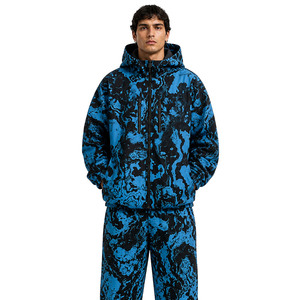 OEM Custom Blue Marble Print Sublimation Windbreaker Tracksuit <b>Men</b>’s Hooded Zip Up <b>jacket</b> for <b>men</b> and Baggy Jogger Set Wholesale - Product Image 4