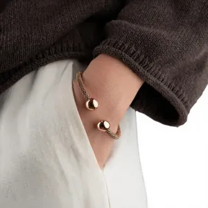 Artisanal Woven <b>Wire</b> Spherical Ball Pure <b>Copper</b> Health Wristband Handmade Exquisite Design <b>Multi</b> <b>Strand</b> Cuff Jewelry - Product Image 1