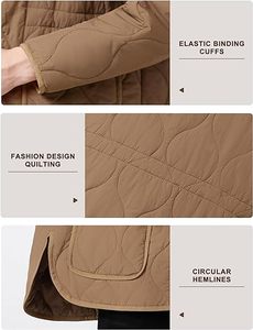 Chaqueta Acolchada Marrón para Mujer, Cuello Mao, Manga Larga, Relleno de Poliéster, para Otoño - Product Image 4
