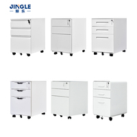 Meuble de rangement mobile métallique verrouillable à 3 tiroirs, armoire de classement mobile pour bureau et maison