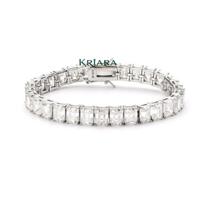 Pulsera de Plata 925 con Diamante Cultivado en Laboratorio, Corte Esmeralda, Color D, Joyería Clásica para Boda, para Mujer - Product Image 1