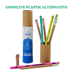 Ensemble cadeau stylo et crayon plantables, écologique, papier recyclé infusé de graines, encre bleue, largeur d'écriture 0,7 mm, dans un tube en papier - Product Image 3
