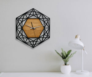 Wholesale Factory Custom Modern Geometric Metal Wooden <b>Wall</b> <b>Clock</b> Silent Quartz Hexagon <b>3D</b> Luxury Metal Art <b>Wall</b> Decor <b>Clocks</b> - Product Image 1