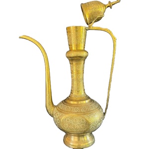Customized Vintage Brass Indian Decorative Pot Surahi Mughal Style Kashmiri Arabic Dallah or <b>Tea</b> <b>Kettle</b> - Product Image 1