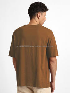 Camiseta de Algodón Orgánico de Manga Corta para Hombre, Corte Regular, Diseño Sólido, Lavada, con Logotipo Personalizado OEM - Product Image 2