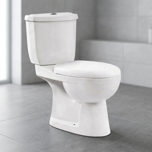 Inodoro de Cerámica Moderno de Dos Piezas, Alargado, Blanco, Estándar Internacional Legend, sin Borde, para Baño - Product Image 3