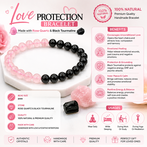 High Quality Natural Rose Quartz and Black Tourmaline Crystal <b>Bracelet</b> 8mm Beads For <b>Love</b> Healing Protection and Balance - Product Image 5