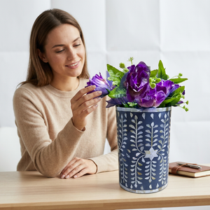 Medium Size Cute Bone Inlay Flower Vase Planter <b>Pots</b> for Home Floor and Bed Side <b>Table</b> Decor Durable Eco-Friendly Hot Sale - Product Image 1