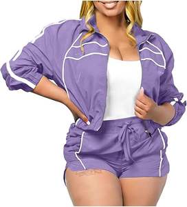 Ensemble de survêtement imperméable avec fermeture éclair pour femme, coupe-vent, veste à capuche surdimensionnée avec fermeture éclair, logo personnalisé - Product Image 6