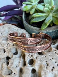 Rose Gold Plated Copper Alloy Cuff Bracelet Classic Unisex Jewelry Gift <b>men</b> and women wear copper bracelet wrist wear - Product Image 2