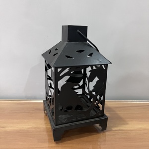 Artisan Design Halloween Iron <b>Lantern</b> with <b>Black</b> Finish Decorative for Parties Model L652 - Product Image 2