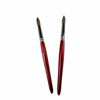 Pinceau à ongles en acrylique avec logo personnalisé, poils de Kolinsky, manche en bois rouge, outils de salon pour techniciens en ongles, création d'art des ongles