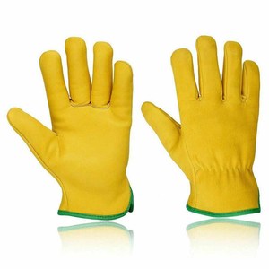 Premium Quality Yellow Cowhide Grain Leather <b>Driver</b> Work <b>Gloves</b> Fleece Lined Soft & Comfortable Lorry Truck Driving <b>Glove</b> - Product Image 1