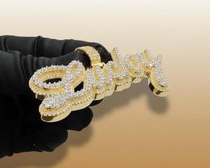 Pendentif en argent 925 avec initiales en lettres cursive, serti de diamants Moissanite VVS, bicolore, bijoux hip-hop, breloques personnalisées pour cadeaux - Product Image 5