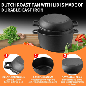 Advanced Dutch Oven <b>Pot</b> With Premium Cast Iron Core Scratch Resistant Enameled Surface Excellent Heat Circulation - Product Image 4
