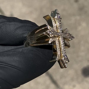 Anillo Cruzado Hip Hop con Incrustaciones de Diamantes para Hombre, en Plata de Ley 925 Chapada en Oro, Anillo Agrupado para Regalo de Aniversario o Boda - Product Image 5