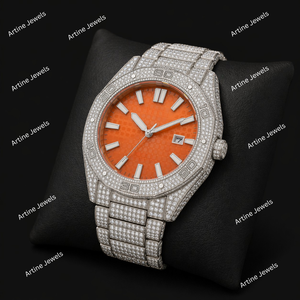 Silver Crystal Orange Dial Sport <b>Watch</b> Date Display Bold Luxury Timepiece For Men Modern Fashion Gift Statement Accessory - Product Image 3