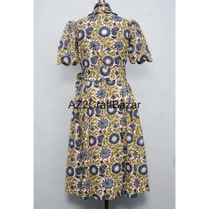 Robe longue midi bohème à imprimé léopard 100 % coton pour femme, col en V, respirante, lavable et écologique – Meilleure vente - Product Image 6