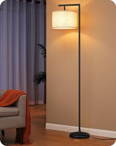 Minimalist Iron Floor Lamp with Multicolored Fabric Drum Shade LED E26 Base 2700K Warm White Light High CRI 90 for <b>Office</b> Use - Product Image 4
