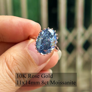 แหวนทองคำแท้ 10K ประดับเพชรโมอิสซาไนต์สีฟ้าอ่อนทรงรีขนาด 11x14 มม. น้ำหนัก 10 กะรัต สำหรับผู้หญิง รุ่น CONCEPTION 10K - Product Image 2