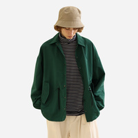 Veste Coach Homme Vert Printemps Légère Respirante Coupe Décontractée Design Minimaliste Boutons Pression Confort Quotidien
