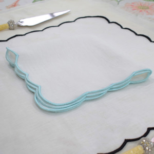 Elegant <b>White</b> Linen Napkin With Light Blue Edge Machine Washable Handmade <b>Table</b> Decoration Rectangle Shape - Product Image 3