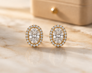 Pendientes de Diamante Ovalado Cultivado en Laboratorio con Halo, Chapados en Rodio, Certificados por IGI, Joyería de Moda para Bodas - Product Image 3