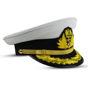 Gorra Formal Blanca Personalizada con Diseño de Laurel Bordado en Oro, Banda Negra, Bordado a Mano, para Hombre Adulto, 56-58CM - Product Image 3