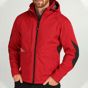 Men's <b>Red</b> Hooded <b>Waterproof</b> <b>Jacket</b> With Zipper Closure Sporty Style Winter Wear Polyester Shell - Product Image 6
