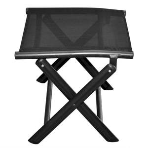 Black Aluminum and Textilene Folding <b>Footstool</b> <b>Outdoor</b> Furniture - Product Image 4