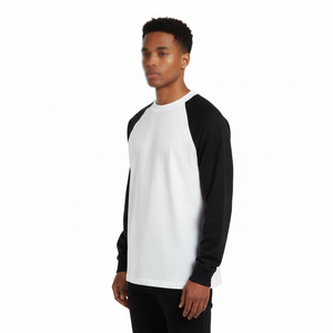 Heavyweight Raglan Sleeve Long-sleeve Vintage Streetwear Style Pure-cotton <b>Base</b>-<b>layer</b> T-shirt for <b>Men</b> - Product Image 5
