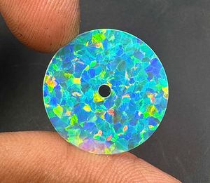 Lab Created Flat Cut Opal Watch Dial 24.5 mm One Sided <b>Polished</b> <b>Face</b> 0.7mm Thick 2mm Center Hole AK Gems - Product Image 3