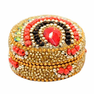 Caja de Joyería de Metal con Cuentas Brillantes de Laca India de Lujo, Caja de Regalo de Boda, Hermosa Caja de Pastillas con Múltiples Cuentas - Product Image 4