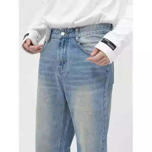 กางเกงยีนส์เดนิมทรงตรงแบบคลาสสิกสำหรับผู้ชาย รุ่นบอยเฟรนด์สีน้ำเงิน ปี 2026 ผลิตตามสั่ง (OEM) ยี่ห้อดัง สำหรับผู้จัดจำหน่ายชาย  ผ้ามีความยืดหยุ่น เหมาะสำหรับธุรกิจ - Product Image 4