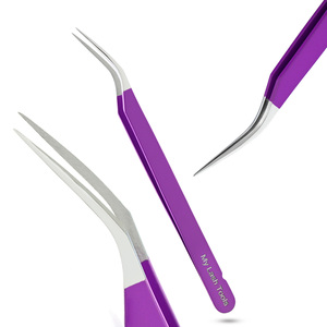 Pince à épiler professionnelle en forme de L pour extensions de cils en fibre, outil d'isolation pour cils volume intense - Product Image 1
