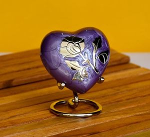 Premium and elegant Brass Heart Cremation <b>Memorial</b> <b>Keepsake</b> Urn Ash Holder Featuring Durable Premium Exterior Craftsmanship - Product Image 6