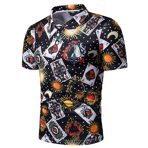 Camisa de Manga Corta con Botones y Estampado Gráfico de Sol y Luna, Estilo Hawaiano Vintage para Hombre, Camisa de Verano con Estampado Completo, OEM - Product Image 3