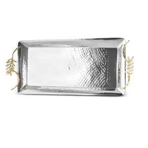 Modern Design Silver <b>Tray</b> Made Of Metal With Gold Accents <b>Snacks</b> Dessert Serving <b>Tray</b> Perfect For Displaying Small Items On Sale - Product Image 6