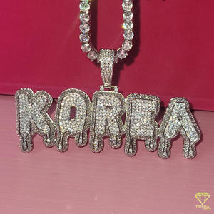 " DAE " Drip Letter Pendant With Tennis Chain Moissanite Diamond Hip Hop <b>Necklace</b> <b>Custom</b> Bling Jewelry - Product Image 4
