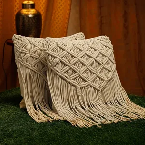 Housses de coussin en macramé 100 % coton, motif bohème moderne, lavables, avec fermeture éclair, design imprimé 3D, pour hôtel et maison, vente en gros - Product Image 3