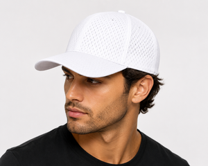Casquette d'arbitre unisexe blanche en tissu mesh respirant, visière incurvée, légère, pour officiels sportifs, casquette de baseball, logo personnalisé, performance - Product Image 4