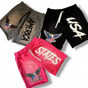 Pantalones Cortos de Hombre Personalizados, Estilo Vintage, Lavado Ácido, Desgastados, con Logotipo Frontal Sólido, Impresión en Espuma, Efecto Descolorido por el Sol, Corte y Confección Stone Wash - Product Image 2