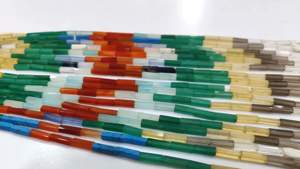 Pierres précieuses naturelles multicolores, forme tube, briolette 5x15mm, vendues par brin de 14 pouces de long - Product Image 3