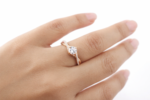 Bague de fiançailles en argent sterling 925, bande torsadée en or rose, bague de promesse avec diamant - Product Image 3