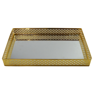 Plateau de présentation de bijoux élégant et rond avec finition argentée, plateau miroir en verre pour la décoration de la maison, plateau à maquillage - Product Image 5