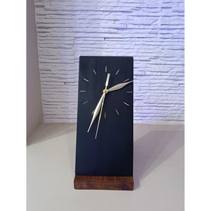 Stylish Wooden Desk <b>Clock</b> Rectangular <b>Black</b> Face Quartz Movement Needle Display Silent Non Ticking Modern Design - Product Image 2