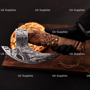 Hache viking Odin nordique, lame en acier à haute teneur en carbone, 7 lames coupantes, manche en bois gravé à la main, logo personnalisé, marque privée - Product Image 6
