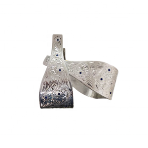 Estribo de caballo con diseño grabado de aluminio, estribo de equitación con pie de página ancho - Product Image 1