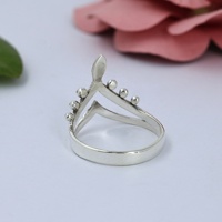 Bague longue en argent sterling double chevron en V pour femme, bijoux fins, design feuille naturelle, bague ouverte, vente en gros, bijoux personnalisés OEM